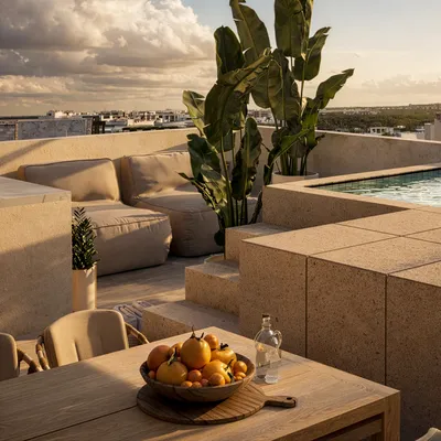 Rooftop pool and terrace at Atzaro Residences, Playa del Carmen