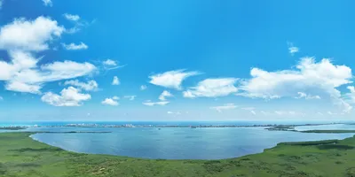 Lagoon and ocean panorama landscape at Aurora Towers, Cancun