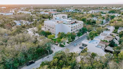 Aerial context view of complex at Bacab Tulum