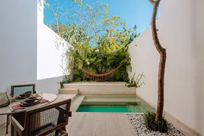 Courtyard with plunge pool at Bacab Tulum