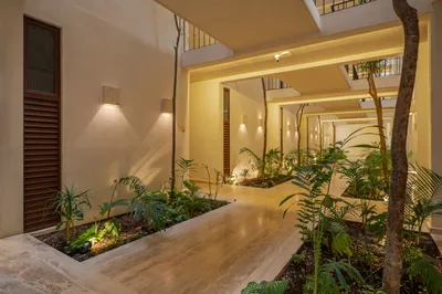 Entrance hallway with plants at Bacab Tulum