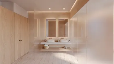 Bathroom with double vanity at BAO Puerto Morelos