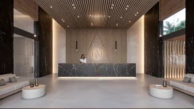 Lobby reception with wood ceiling at BAO Puerto Morelos