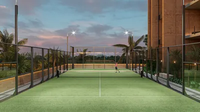 Rooftop golf putting green at BAO Puerto Morelos