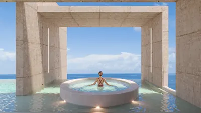 Rooftop jacuzzi with ocean view at BAO Puerto Morelos