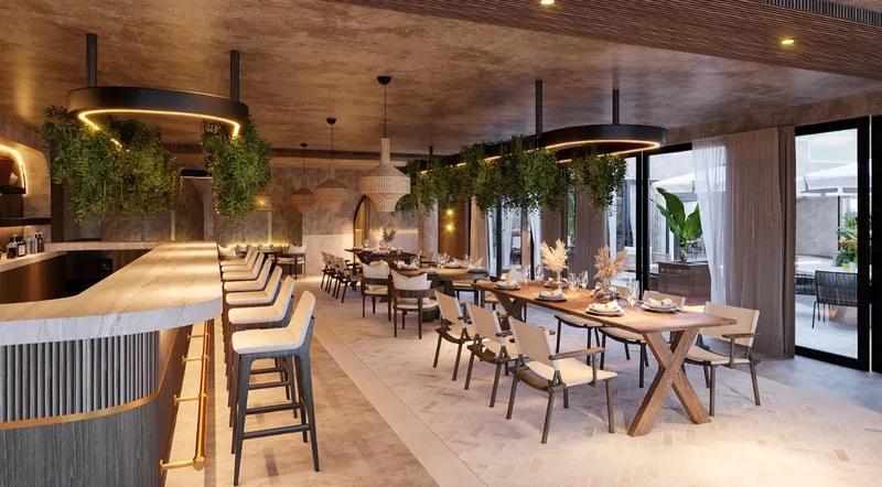 Restaurante y bar de comedor en restaurante El Faro BLAS en Puerto Cancún