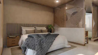 Recámara con pared de cabecera en Gobernador 28, Playa del Carmen