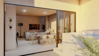 Sala con acceso a patio en Gobernador 28, Playa del Carmen