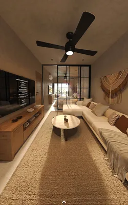 Sala con sofá y TV en Gobernador 28, Playa del Carmen