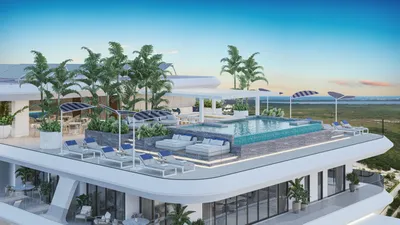 Rooftop bar with infinity pool at Nautica Residences, Cancun