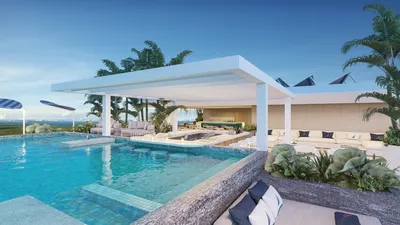 Rooftop infinity pool with cabana at Nautica Residences, Cancun