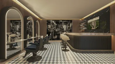 Spa and salon with checkered floor at Nautica Residences, Cancun