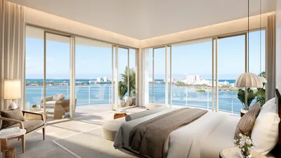 Bedroom with lagoon view at One Laguna, Cancun