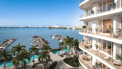 Marina waterfront exterior at One Laguna, Cancun