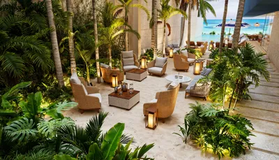 Lounge en la jungla con palmeras en Saint Marine, Playa del Carmen