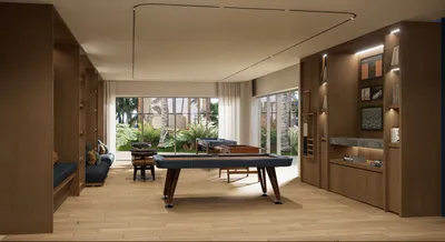 Game room with pool table at SLS Ocean Beach Residences, Puerto Cancun