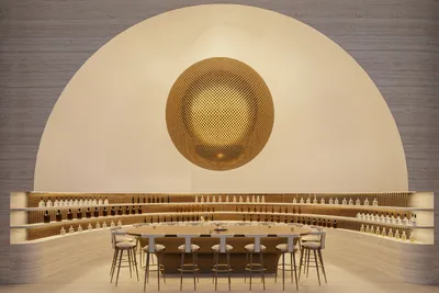 Bar and lounge with arched wall at The Residences at The St. Regis Costa Mujeres