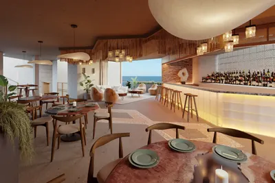 Restaurant and bar with ocean view at TOK Holbox