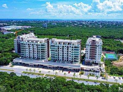 Aerial view of Valle Aurora residence surrounded by tropical jungle in Playa del Carmen, Riviera Maya