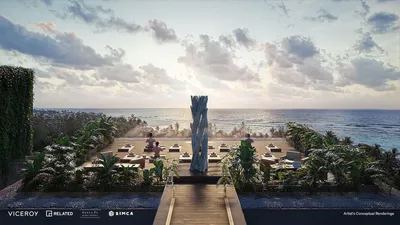 Terraza en rooftop con vista al océano en Viceroy Residences Playa del Carmen